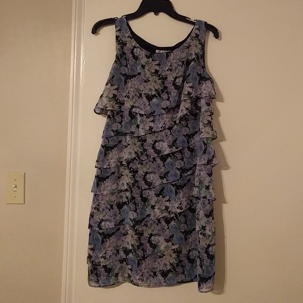 Blue foral ruffle dress